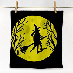 Halloween Witch - Yellow Moon Face Towel by Valentinaart