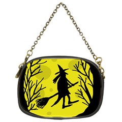 Halloween Witch - Yellow Moon Chain Purses (one Side)  by Valentinaart