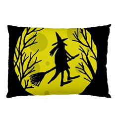 Halloween Witch - Yellow Moon Pillow Case by Valentinaart