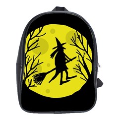 Halloween Witch - Yellow Moon School Bags(large)  by Valentinaart