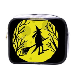 Halloween Witch - Yellow Moon Mini Toiletries Bags by Valentinaart