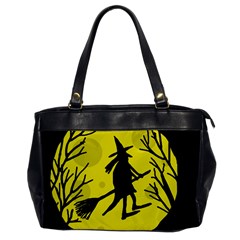 Halloween Witch - Yellow Moon Office Handbags by Valentinaart