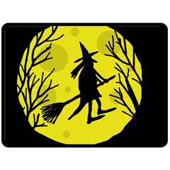 Halloween Witch - Yellow Moon Fleece Blanket (large)  by Valentinaart