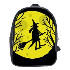 Halloween Witch - Yellow Moon School Bags (xl)  by Valentinaart