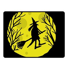 Halloween Witch - Yellow Moon Double Sided Fleece Blanket (small) 