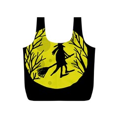 Halloween Witch - Yellow Moon Full Print Recycle Bags (s)  by Valentinaart