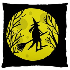 Halloween Witch - Yellow Moon Large Flano Cushion Case (one Side)