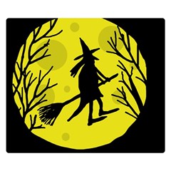 Halloween Witch - Yellow Moon Double Sided Flano Blanket (small)  by Valentinaart