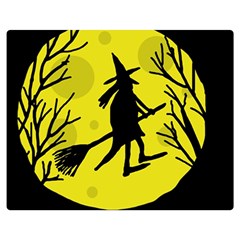 Halloween Witch - Yellow Moon Double Sided Flano Blanket (medium)  by Valentinaart