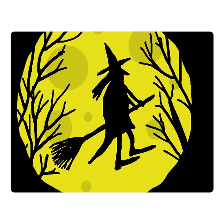 Halloween witch - yellow moon Double Sided Flano Blanket (Large) 