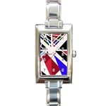 Decorative flag design Rectangle Italian Charm Watch Front