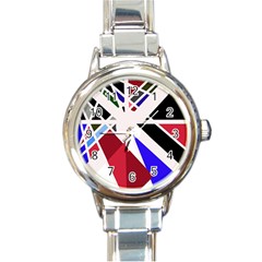 Decorative flag design Round Italian Charm Watch