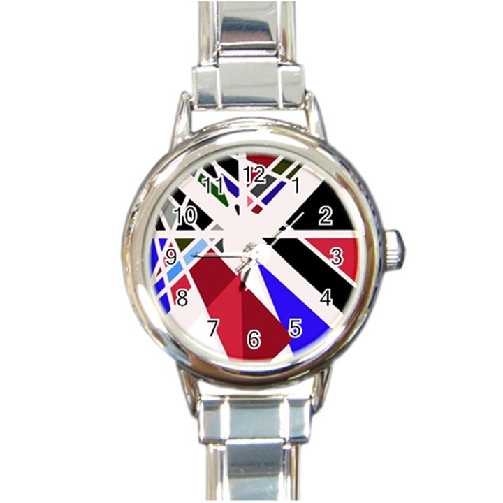 Decorative flag design Round Italian Charm Watch