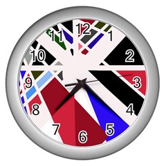 Decorative flag design Wall Clocks (Silver) 