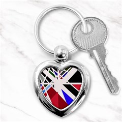 Decorative flag design Key Chains (Heart) 