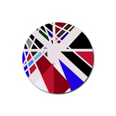 Decorative flag design Rubber Coaster (Round) 