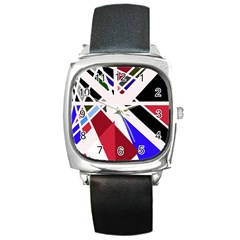 Decorative flag design Square Metal Watch