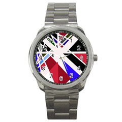 Decorative flag design Sport Metal Watch