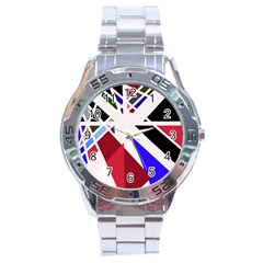 Decorative flag design Stainless Steel Analogue Watch