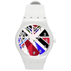 Decorative flag design Round Plastic Sport Watch (M)