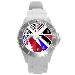 Decorative flag design Round Plastic Sport Watch (L)