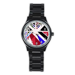 Decorative flag design Stainless Steel Round Watch