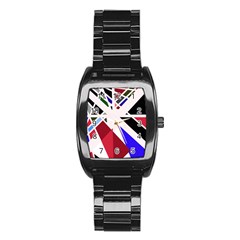 Decorative flag design Stainless Steel Barrel Watch