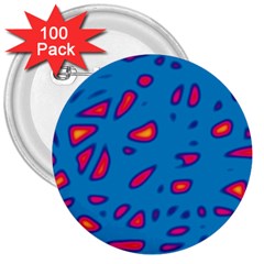 Blue And Red Neon 3  Buttons (100 Pack) 