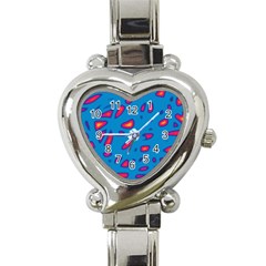 Blue And Red Neon Heart Italian Charm Watch by Valentinaart