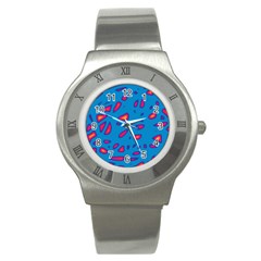 Blue And Red Neon Stainless Steel Watch