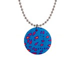 Blue and red neon Button Necklaces Front