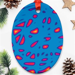 Blue And Red Neon Oval Ornament (two Sides)