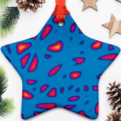 Blue And Red Neon Star Ornament (two Sides) 