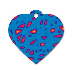 Blue And Red Neon Dog Tag Heart (one Side)