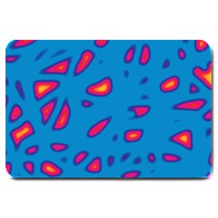 Blue And Red Neon Large Doormat  by Valentinaart