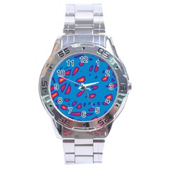 Blue And Red Neon Stainless Steel Analogue Watch