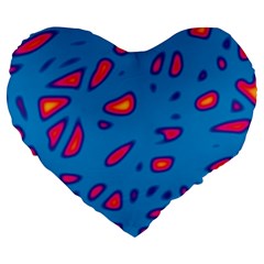 Blue And Red Neon Large 19  Premium Heart Shape Cushions