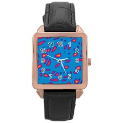 Blue And Red Neon Rose Gold Leather Watch 