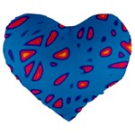 Blue and red neon Large 19  Premium Flano Heart Shape Cushions Front