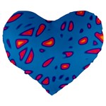 Blue and red neon Large 19  Premium Flano Heart Shape Cushions Back