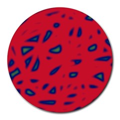 Red Neon Round Mousepads by Valentinaart