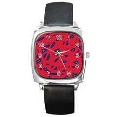 Red Neon Square Metal Watch