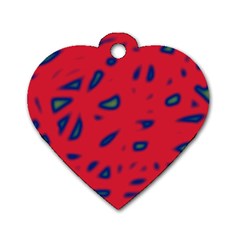 Red Neon Dog Tag Heart (two Sides)