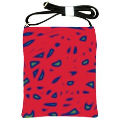 Red Neon Shoulder Sling Bags by Valentinaart