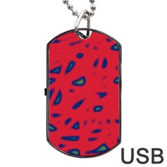 Red Neon Dog Tag Usb Flash (two Sides) 