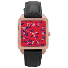 Red Neon Rose Gold Leather Watch 