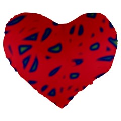 Red Neon Large 19  Premium Flano Heart Shape Cushions