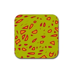 Yellow Neon Design Rubber Coaster (square)  by Valentinaart