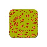 Yellow neon design Rubber Square Coaster (4 pack)  Front