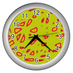 Yellow Neon Design Wall Clocks (silver) 